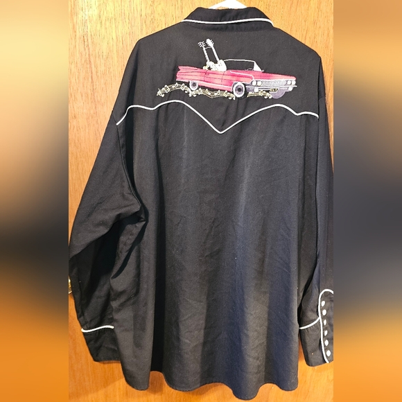 Scully Embroidered Guitar & Cadillac Pearl Snap Button Up Shirt - Picture 6 of 6